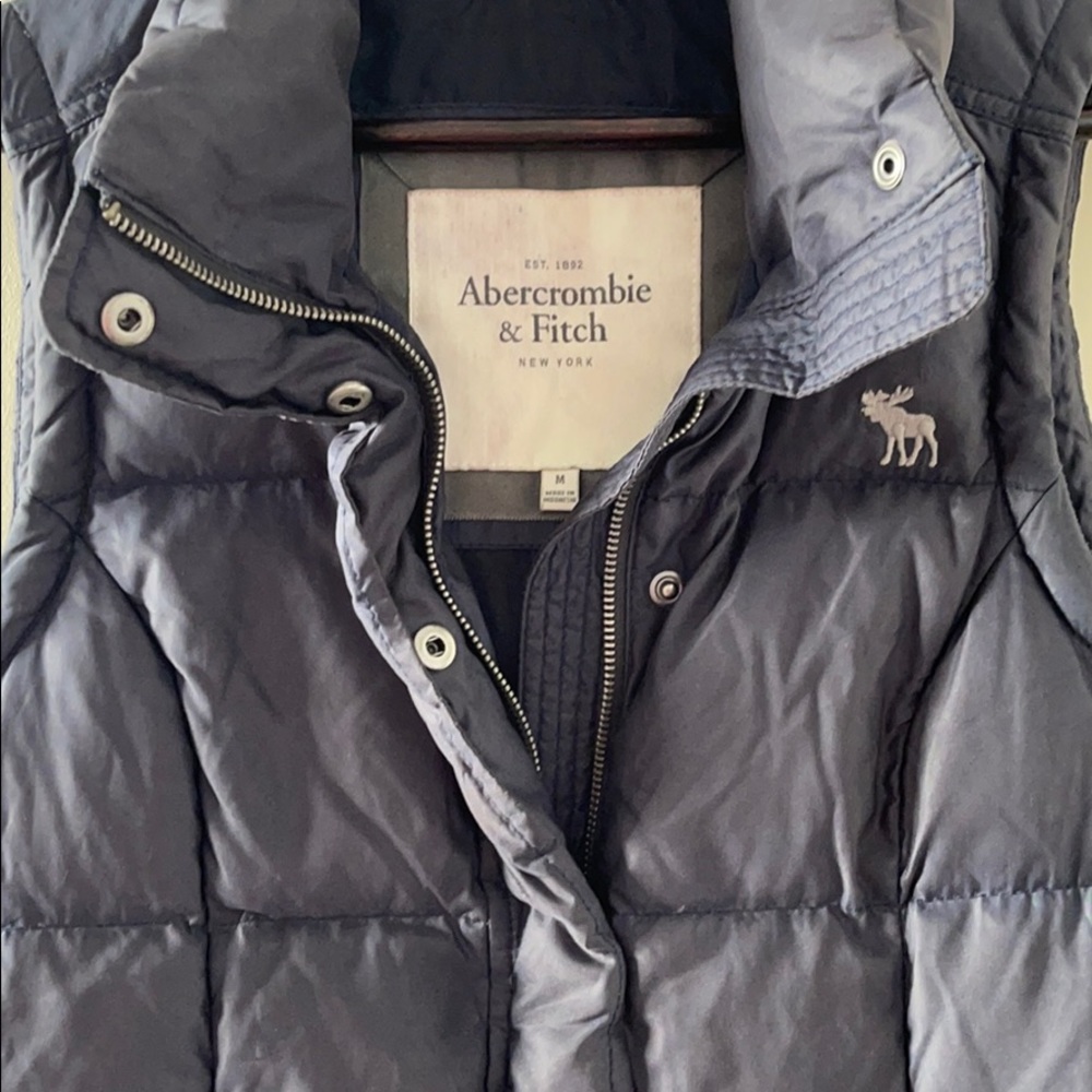 A&F Navy Feather Down Puffer Vest w/ Pockets - M - Picture 3 of 5